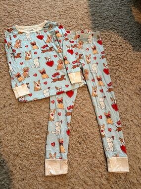 Caden Lane Light Blue Puppy & Heart Pajama Set